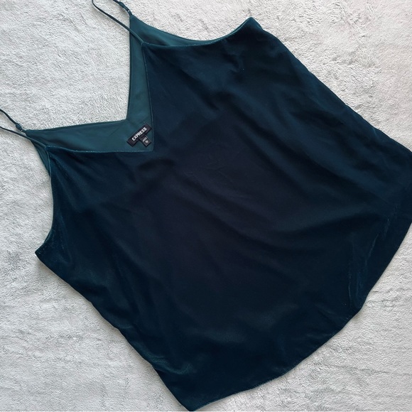 Express Tops - Express Velvet Downtown Cami Sleeveless Camisole Top Green Deep Teal Jewel XL